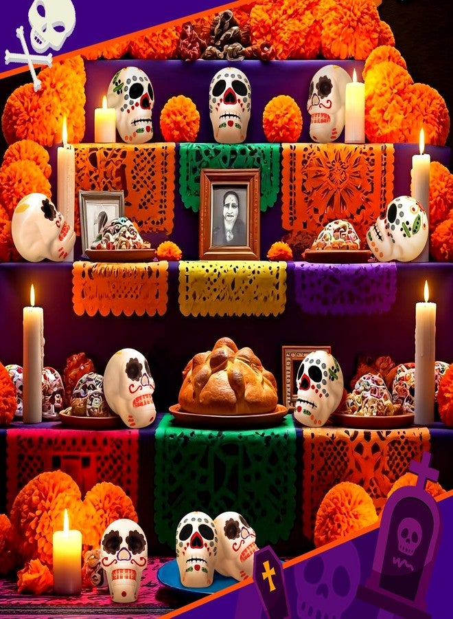 RoundFunny 12 Pcs Miniature Day of The Dead Skulls Ofrenda Decorations Dia De Los Muertos Ofrendas Altar De Muertos Miniature Mexican Fiesta for Day of The Dead Halloween Altar Ofrenda Decor - Image 4